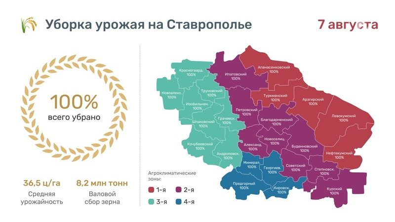 Порядка 8,2 млн тонн зерна намолотили аграрии Ставрополья в 2023 году