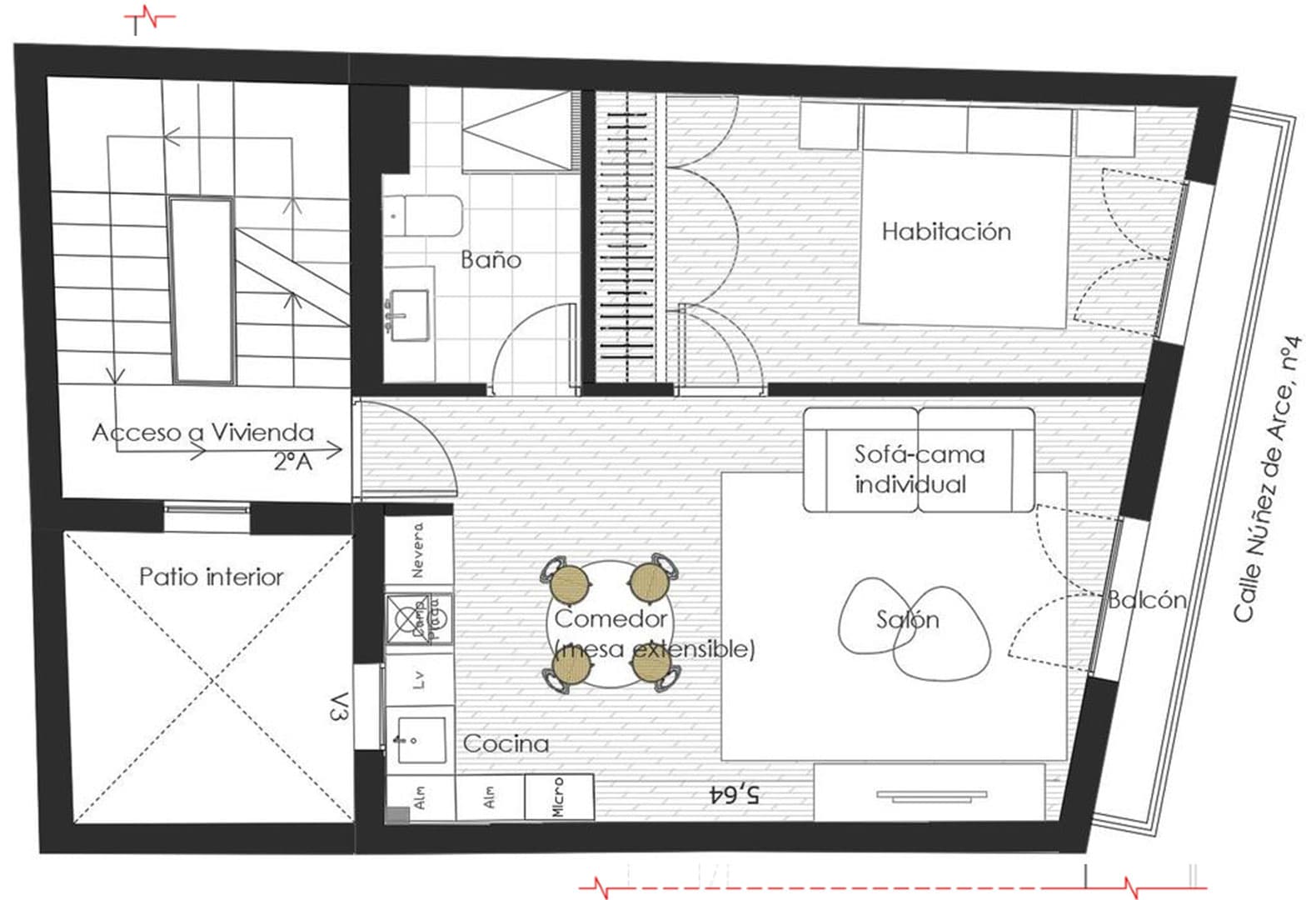 Квартира со внутренним световым колодцем patio interior в здании Casa Arce