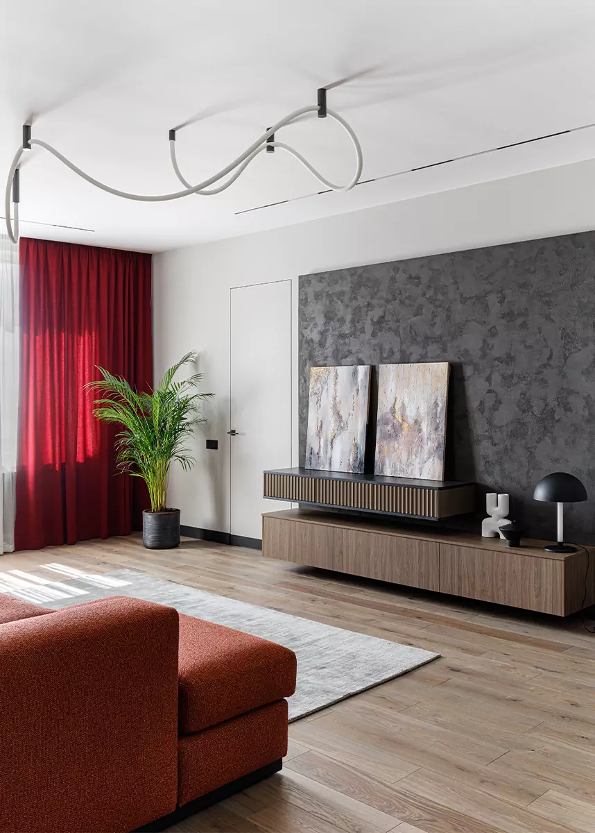 Сочетание бордового и терракотового в интерьере квартиры для большой семьи — проект дизайн-студии Полины Агафоновой