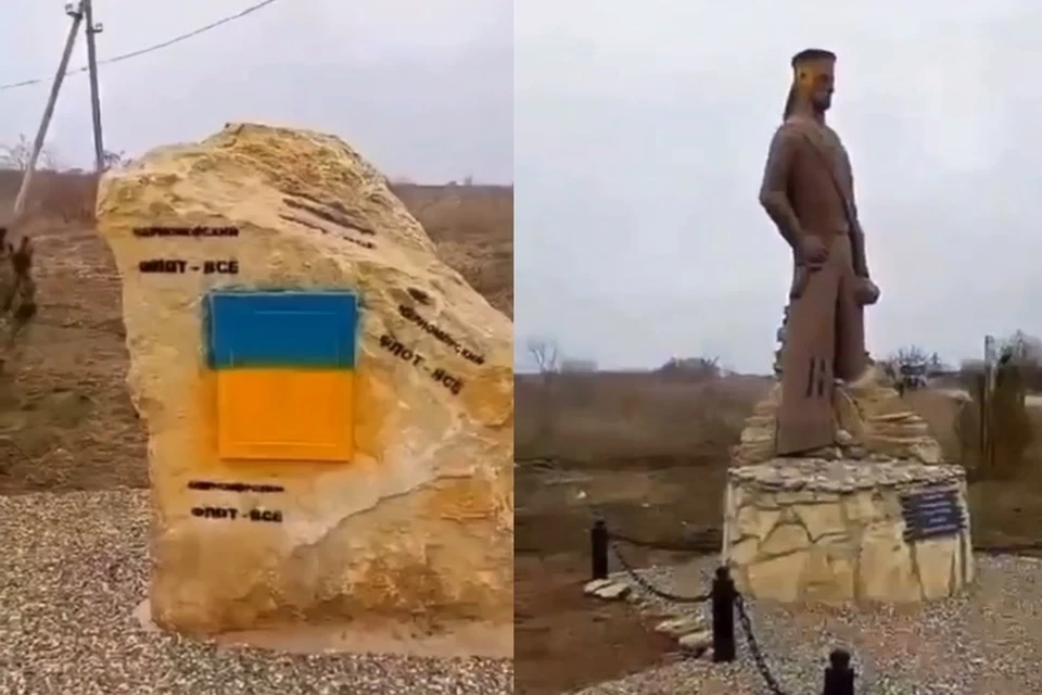 На Ставрополье вандалы облили желтой и синей краской памятник матросу0