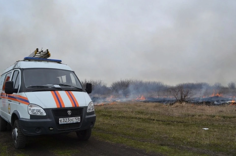 Около 300 гектаров сухой травы выжгли в трех районах Ставрополя0