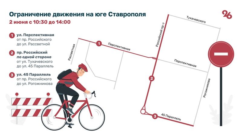 Дороги на юге Ставрополя перекроют 2 июня из-за чемпионата по велоспорту