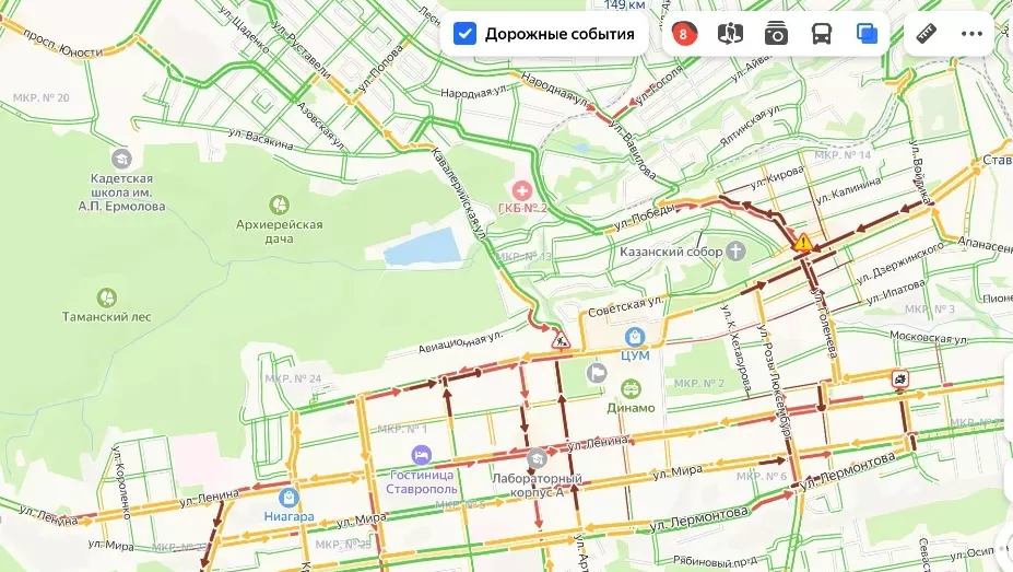 После ливня пробки в Ставрополе достигли 8 баллов0