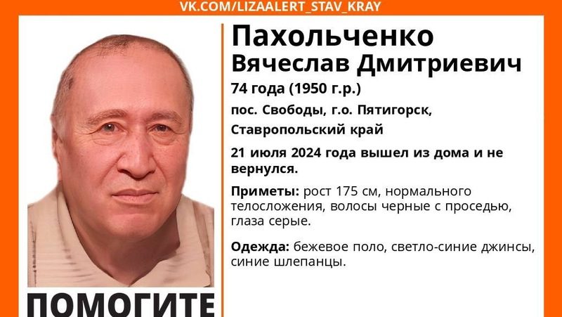 Пенсионера в бежевом поло ищут на Ставрополье