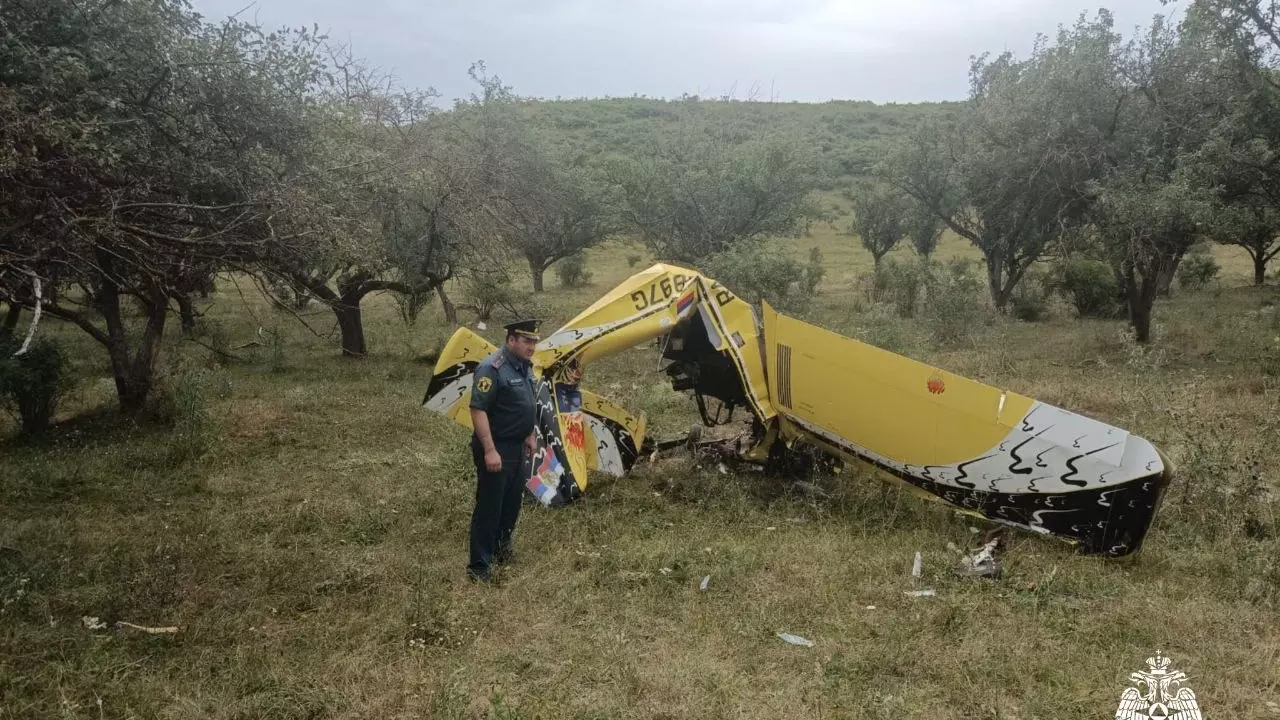 Появились кадры с места крушения легкомоторного самолета в КЧР0