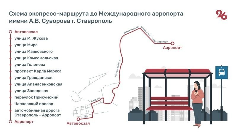 Автобусы от автовокзала до аэропорта запустят в Ставрополе 1 сентября 