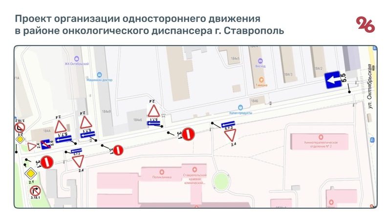 Одностороннее движение введут возле онкологического диспансера в Ставрополе