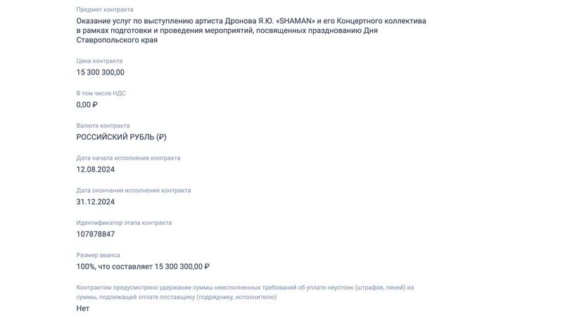 Певец SHAMAN вернёт 15,3 млн руб. в бюджет Ставрополья за отменённый концерт