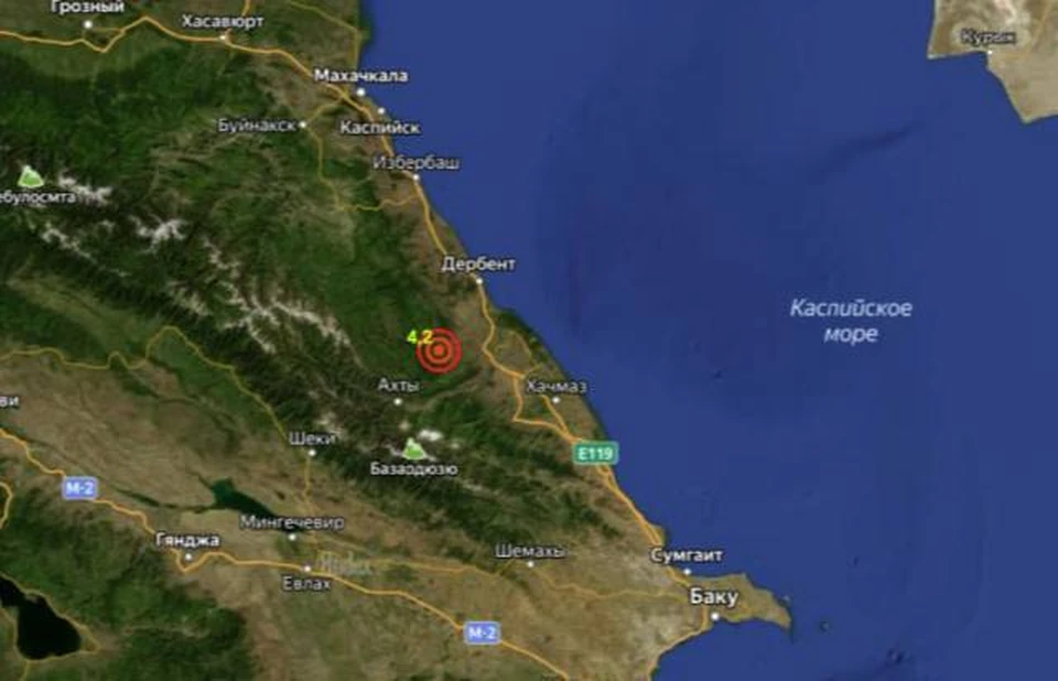 Землетрясение магнитудой 4,2 балла произошло в Дагестане 25 декабря0