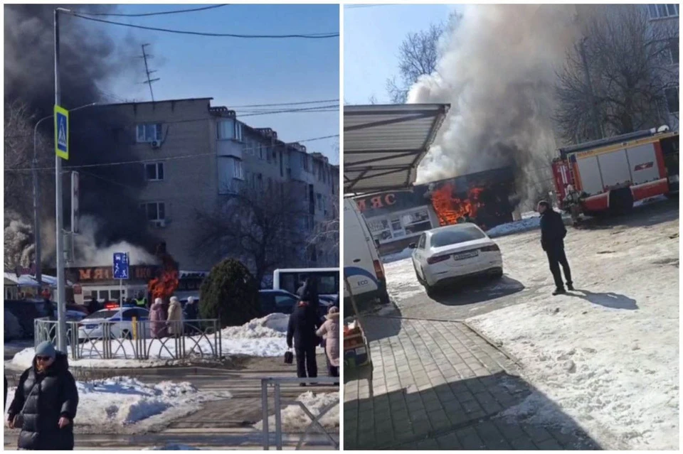 В Невинномысске локализовали пожар около торгового центра0