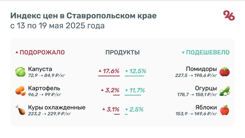 Почти на 18% подорожала капуста на Ставрополье за неделю
