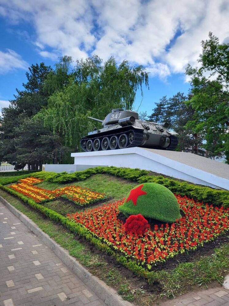 В Ставрополе создали цветочные символы Победы из 300 тысяч алых цветов