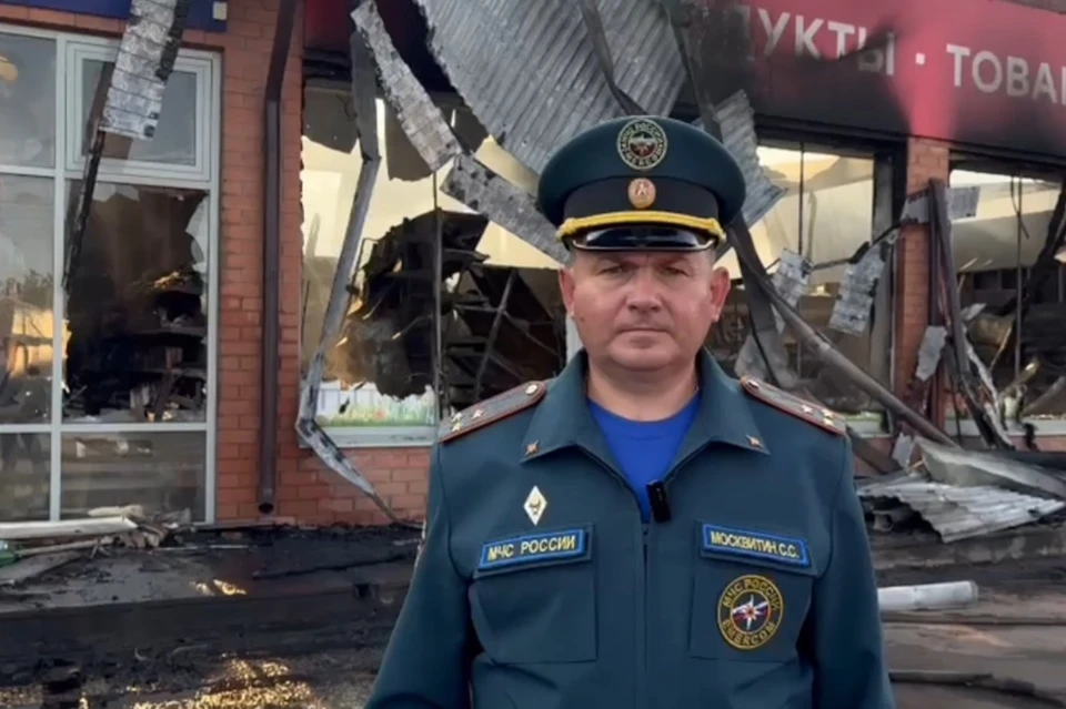 К тушению пожара в торговом центре в Михайловске привлекли БПЛА0
