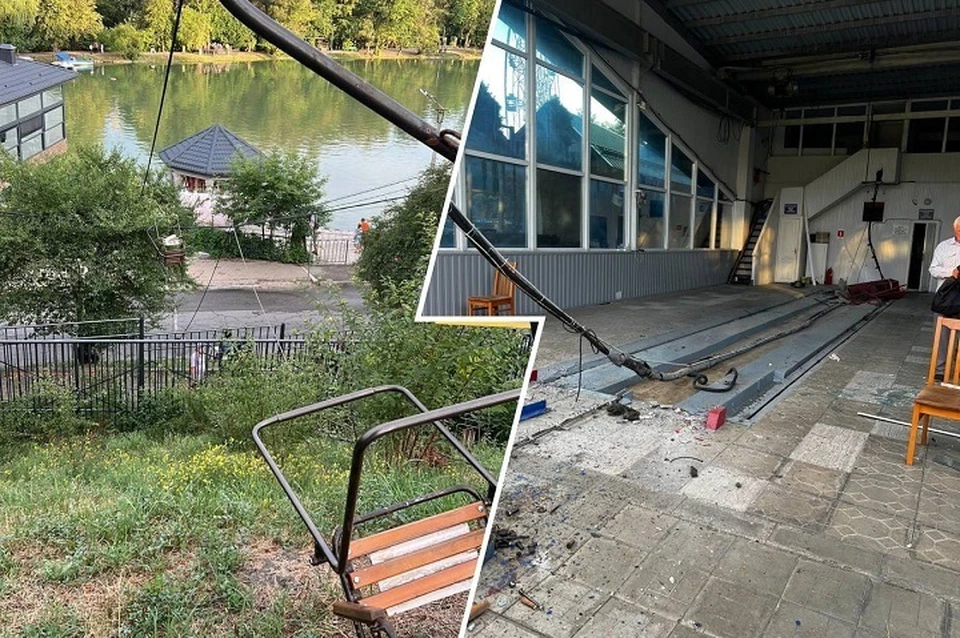 Момент обрыва троса канатки в Нальчике попал на видео0