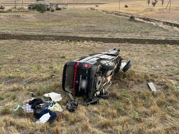 В Александровском округе Ставрополья опрокинулся минивэн, пострадали шесть человек
