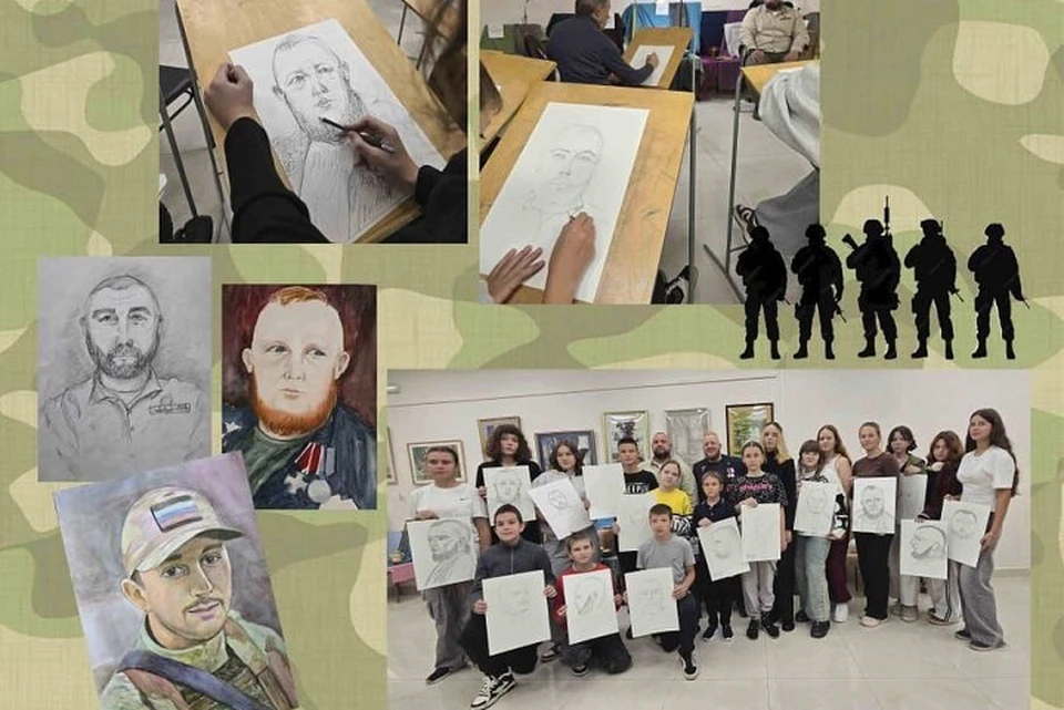 Юные жители Железноводске написали портреты героев спецоперации0
