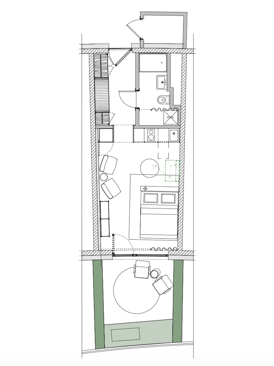 Практичный интерьер небольшой квартиры с собственным палисадником — проект дизайн-студии ANCconcept