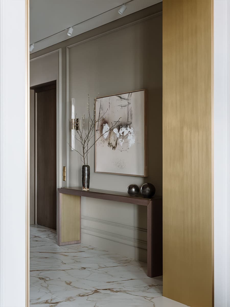 Карамельные тона в респектабельном интерьере семейной квартиры — проект студии Nashe Interiors