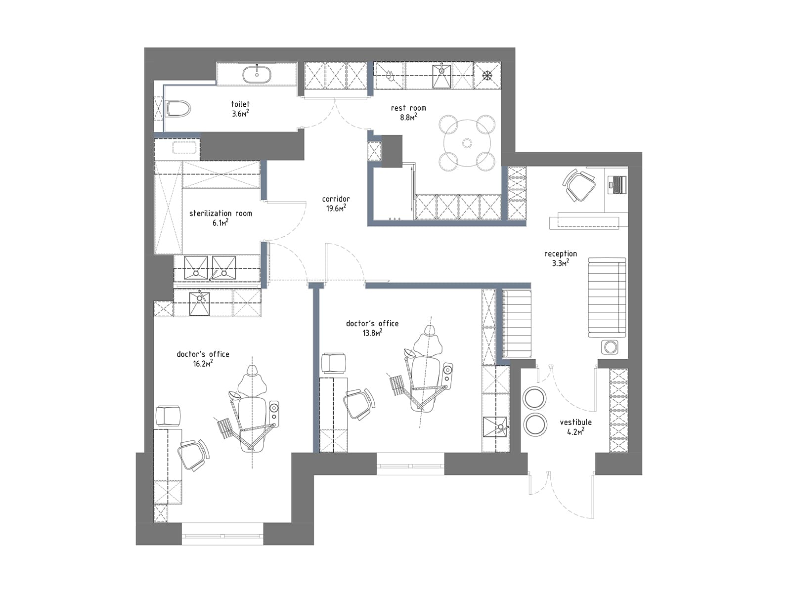 Умиротворяющий интерьер частной стоматологии — проект Сергея Купреенко