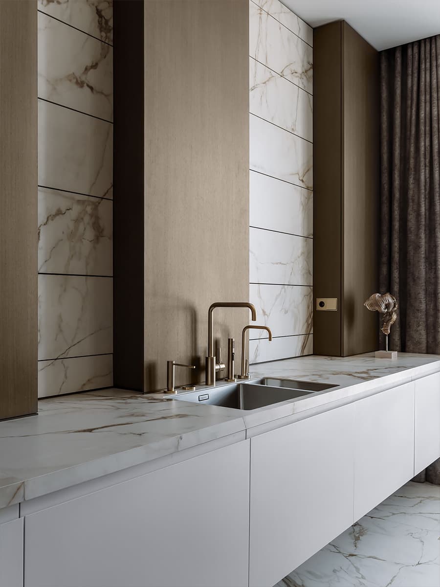 Карамельные тона в респектабельном интерьере семейной квартиры — проект студии Nashe Interiors