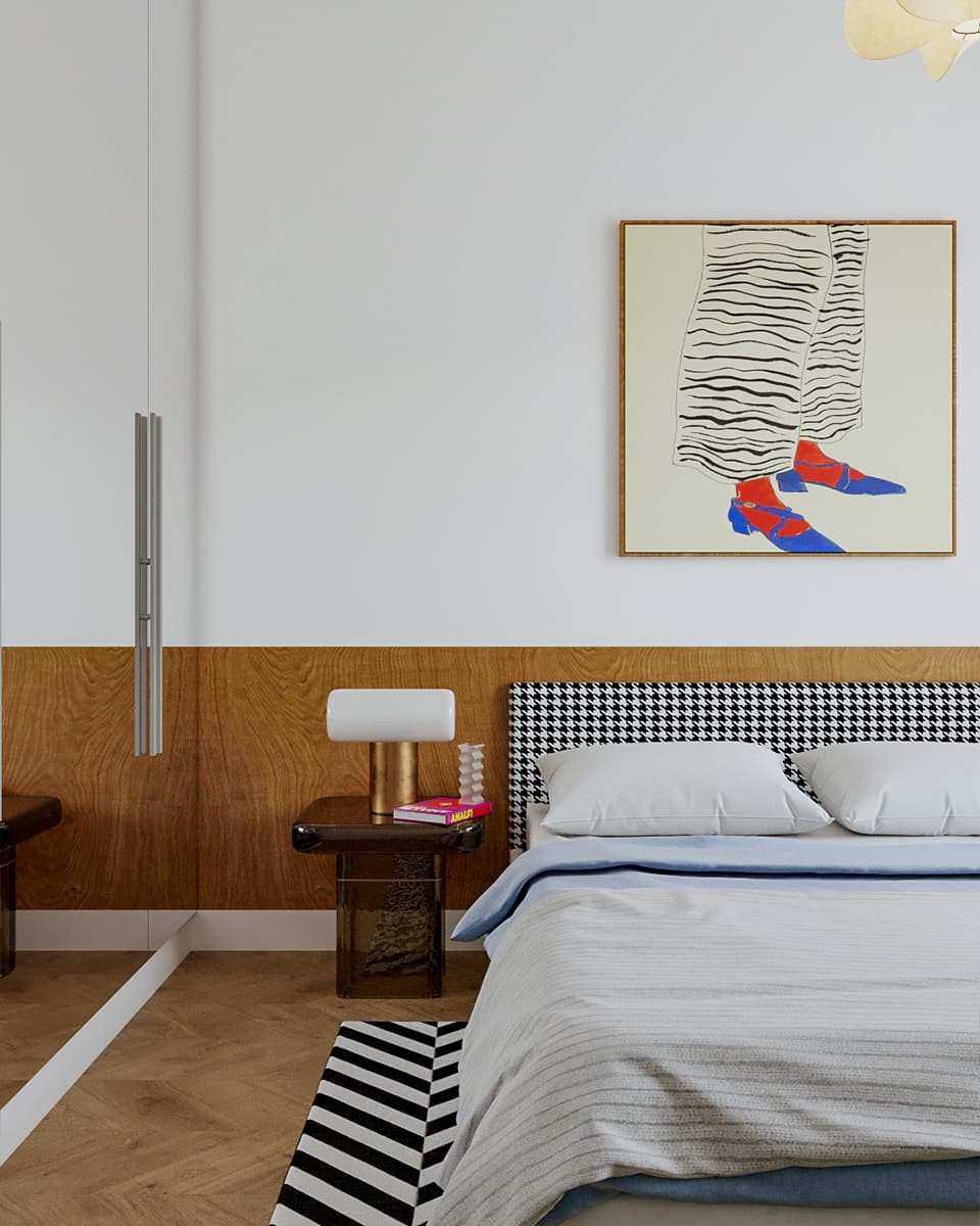 Яркие предметы искусства и черно-белые контрасты в интерьере московской квартиры — проект Zil Architects