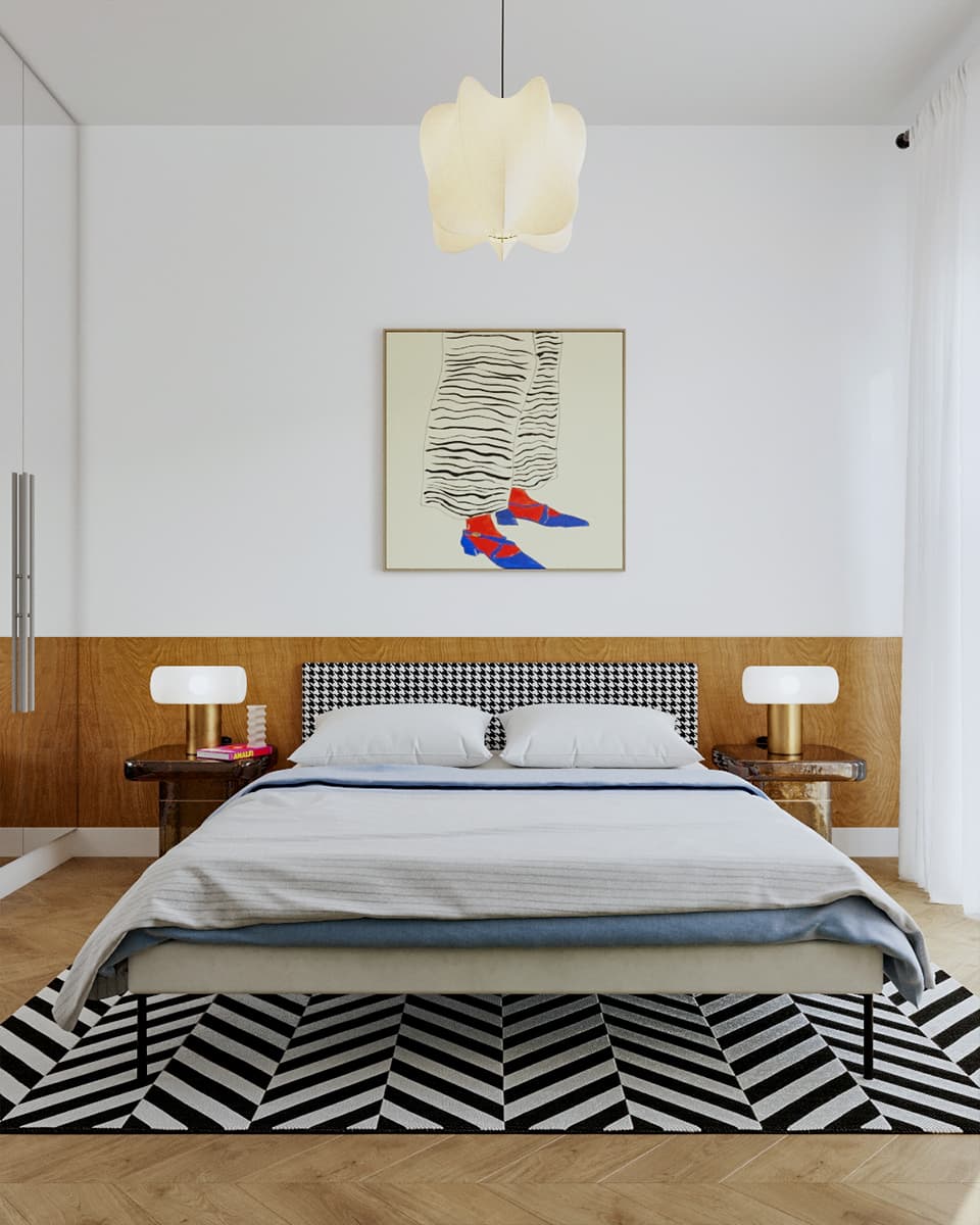 Яркие предметы искусства и черно-белые контрасты в интерьере московской квартиры — проект Zil Architects