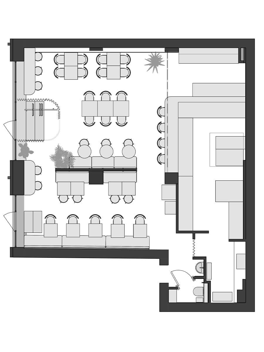 Брутальные фактуры и аутентичный декор в интерьере кафе азиатской кухни — проект Марии Бердник