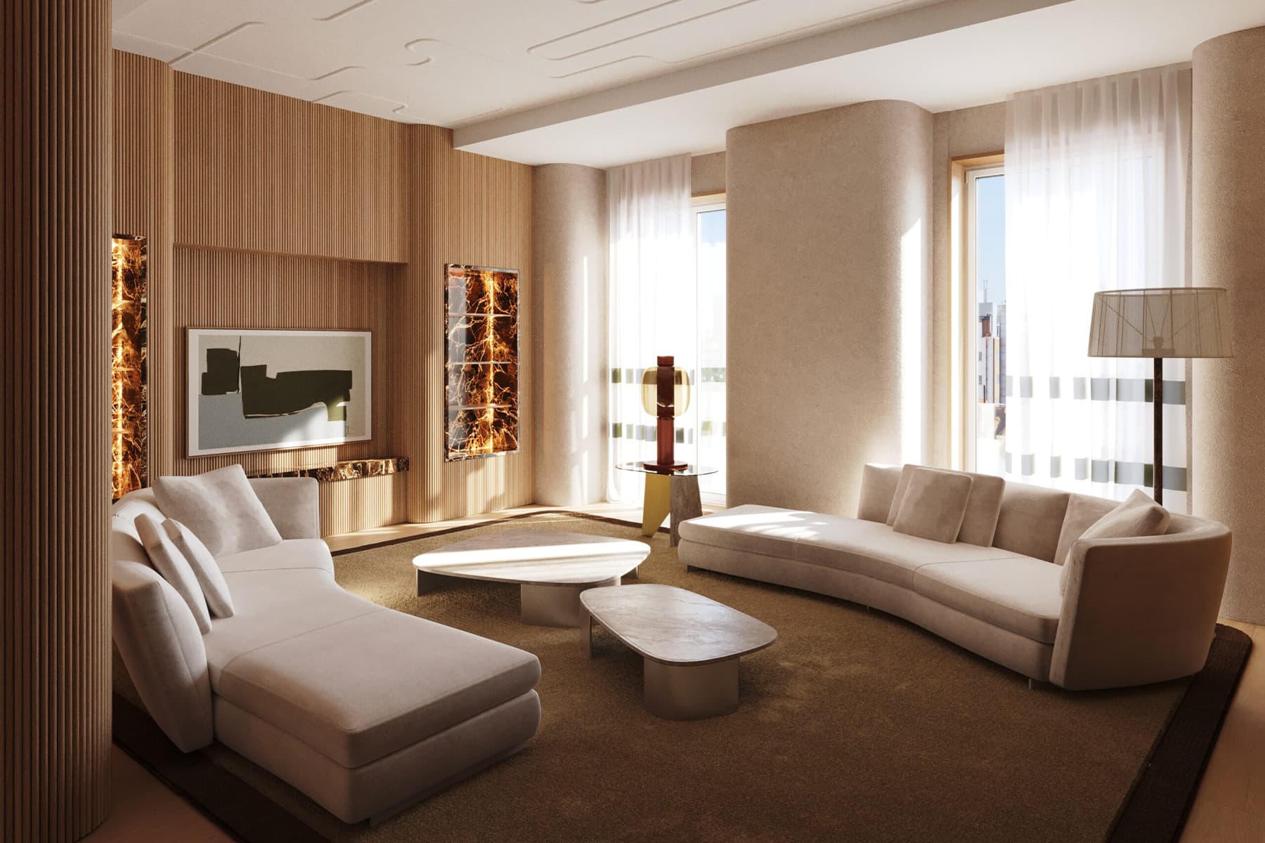 Диалог благородных материалов в интерьере клубного дома — проект Патрисии Уркиолы