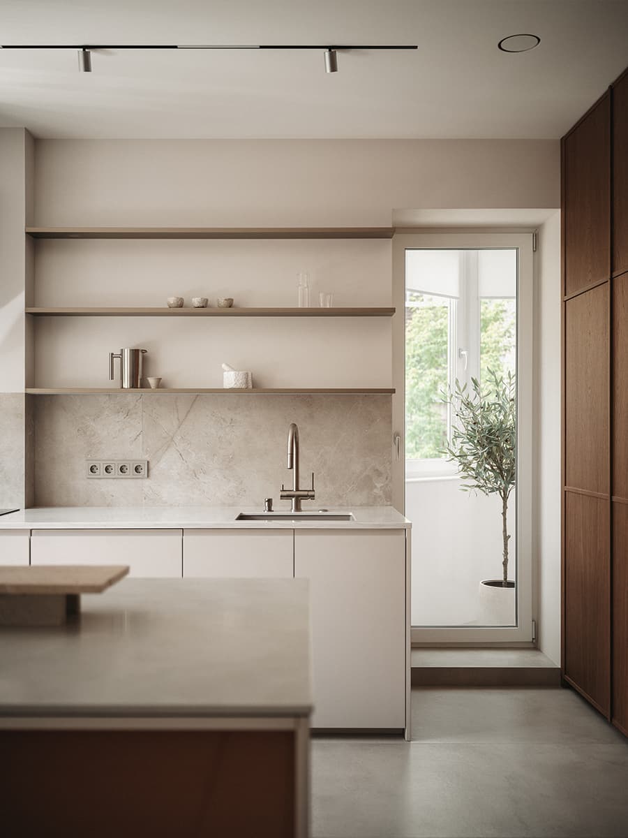 Четырехметровая пальма и лестница из стеклоблоков в интерьере австралийского шоурума — проект Ellison Studios