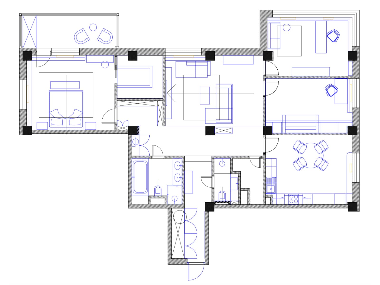 Изящные контрасты и отреставрированная мебель в интерьере семейной квартиры — проект Poisk Bureau