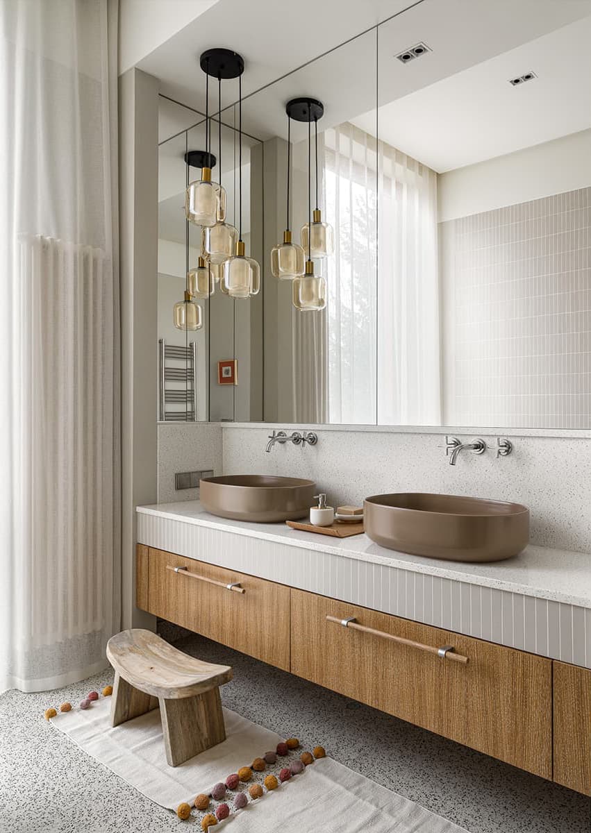 Интерьеры квартир с эффектной плиткой терраццо