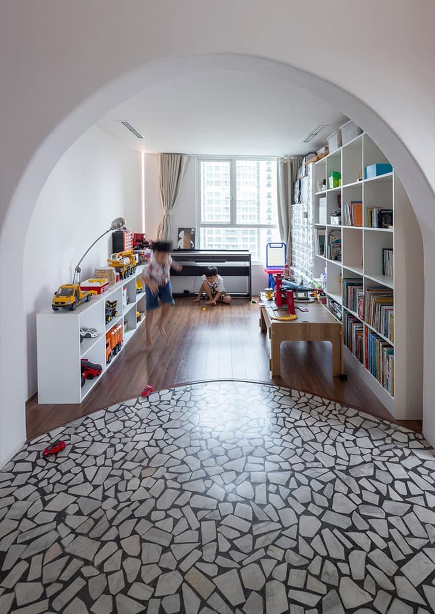 Интерьеры квартир с эффектной плиткой терраццо