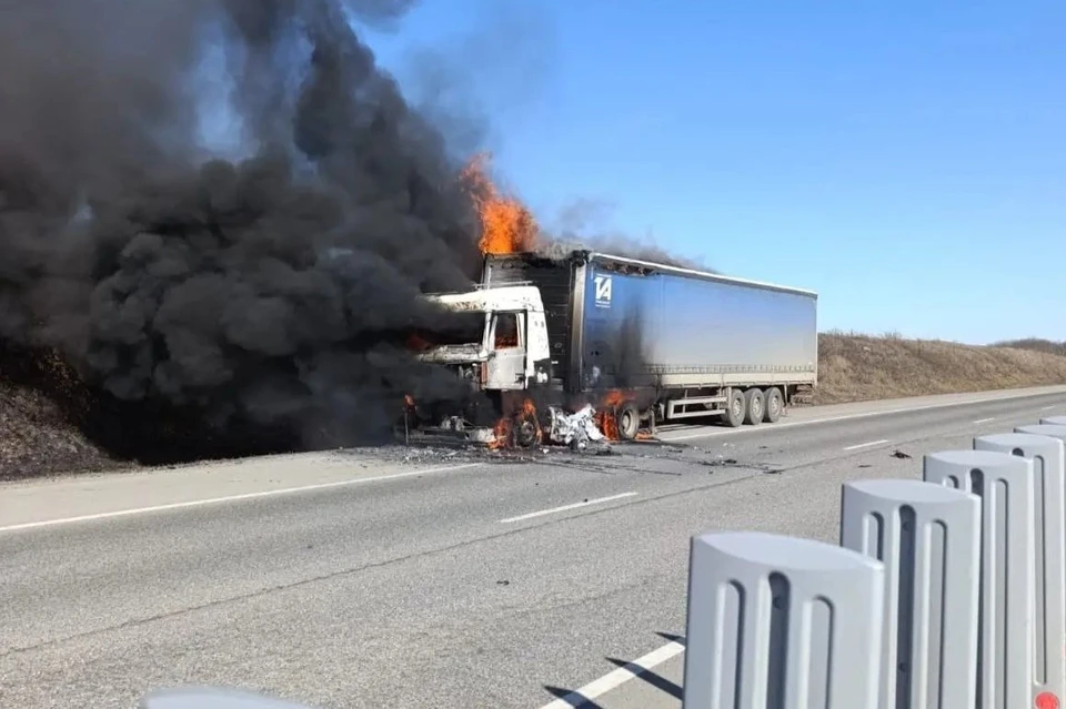 На трассе «Минеральные Воды – Кисловодск» сгорел грузовик0