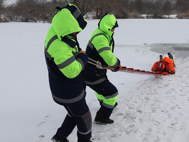 Ставропольcкие спасатели отработали приемы спасения на льду Елагина пруда