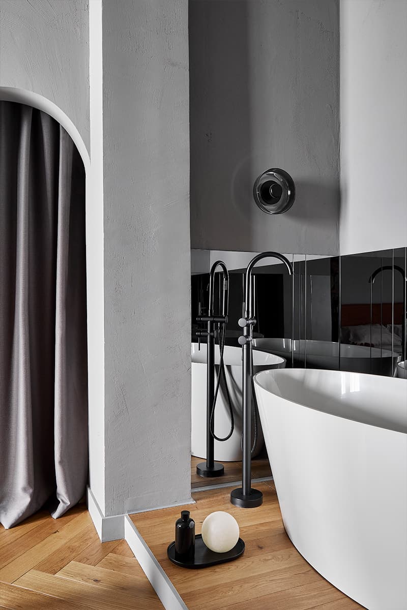 Интерьеры санузлов с отдельно стоящей ванной