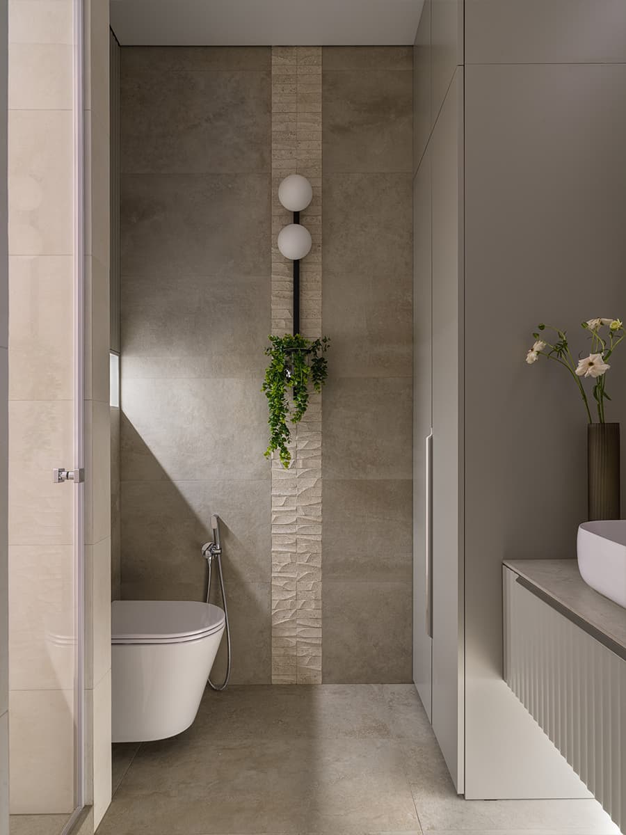 Эффектный керамогранит и красочная детская в интерьере семейной квартиры — проект Екатерины Ивановой