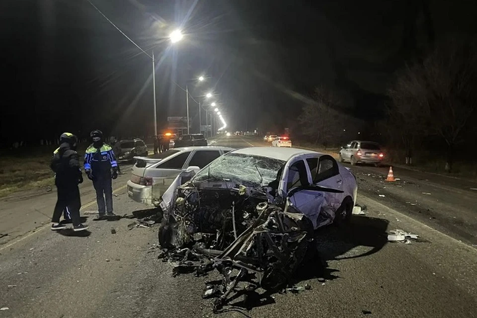 В массовой аварии из пяти машин на Ставрополье пострадал один водитель0