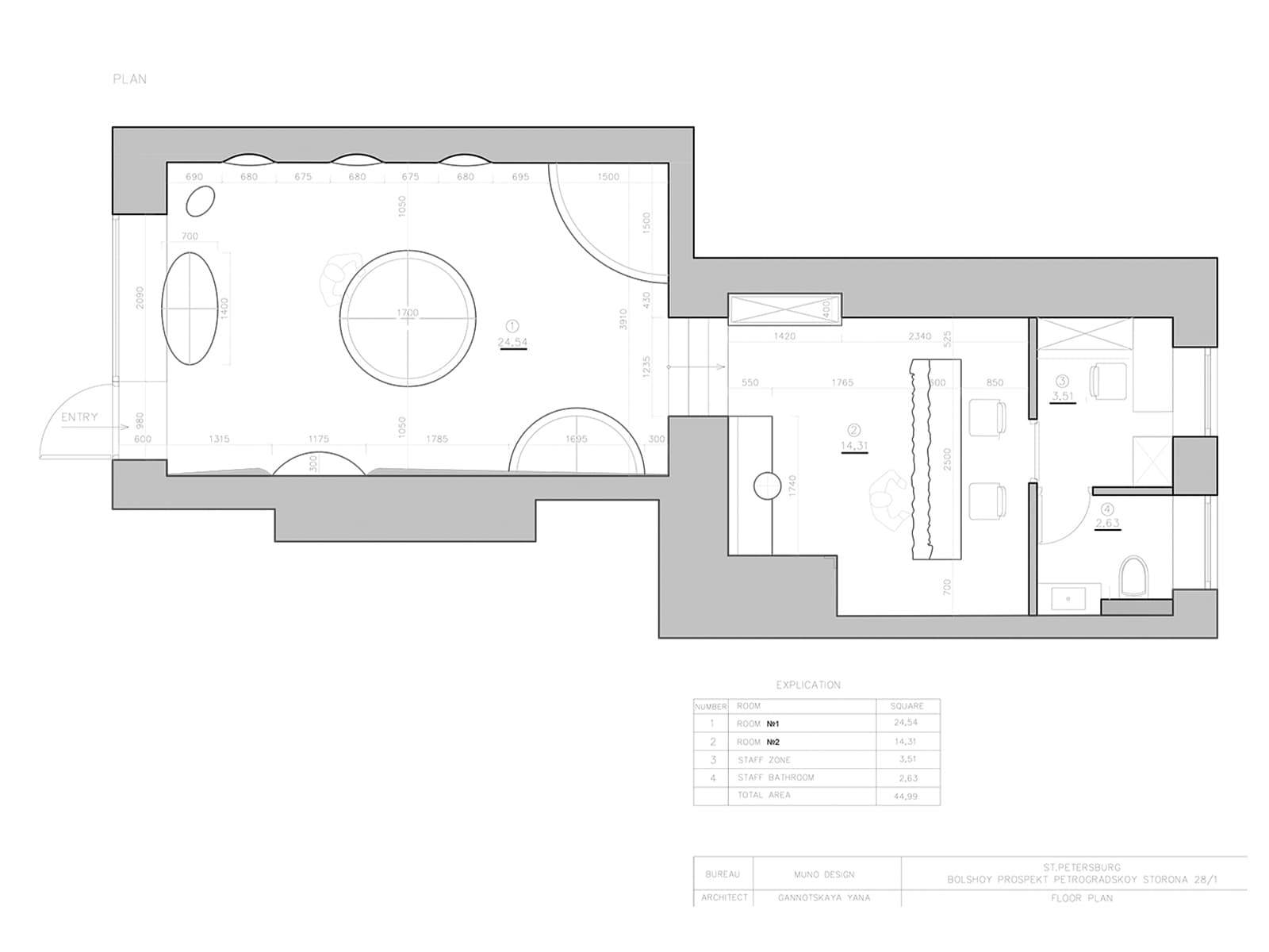 Интерьер камерного шоурума бренда украшений — проект студии Muno.Design