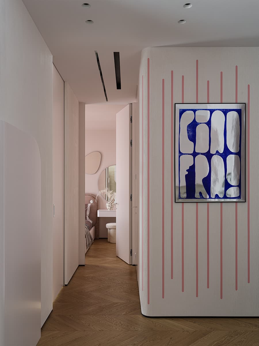 Мягкие тона и гибкие формы в интерьере для студентки — проект Kovalchuk Interior