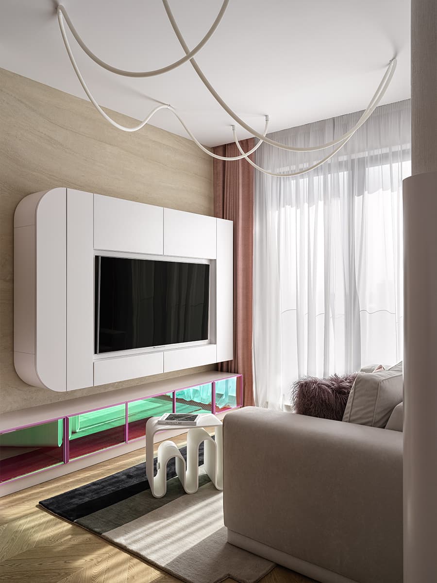 Мягкие тона и гибкие формы в интерьере для студентки — проект Kovalchuk Interior