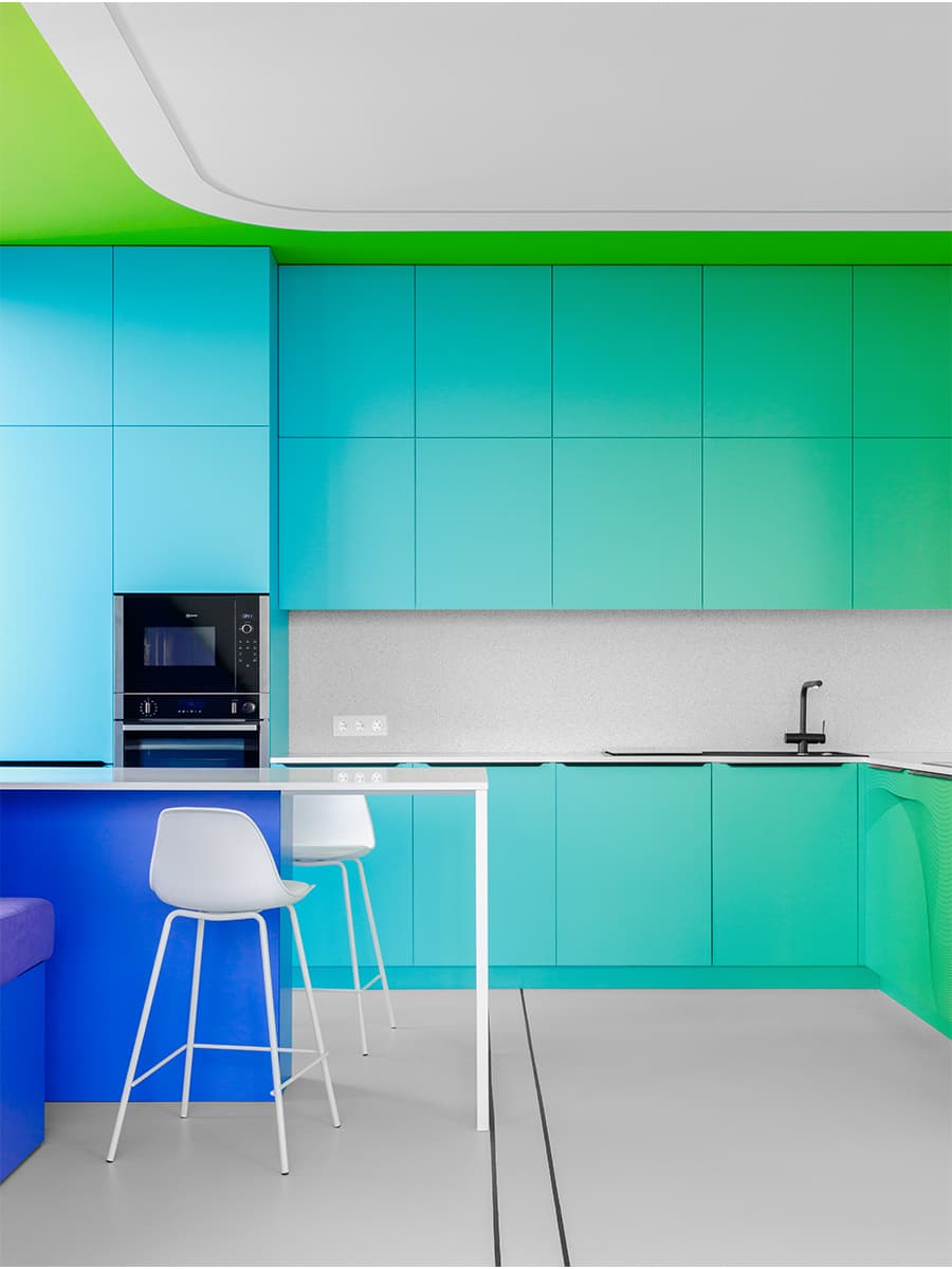 Интерьеры в технике колор-блокинг