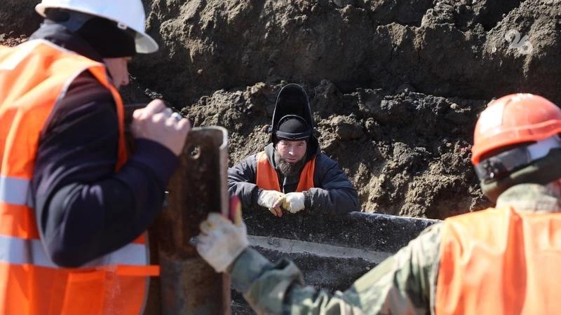 На новом мосту в Пятигорске бетонируют ростверк