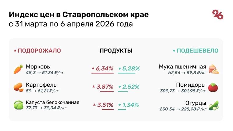 Морковь, картофель и капуста подорожали на Ставрополье за первую неделю апреля