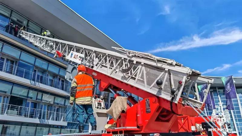 Условный пожар потушили сотрудники МЧС на учениях в &laquo;Минводы ЭКСПО&raquo;